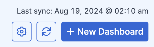 New, settings, sync buttons